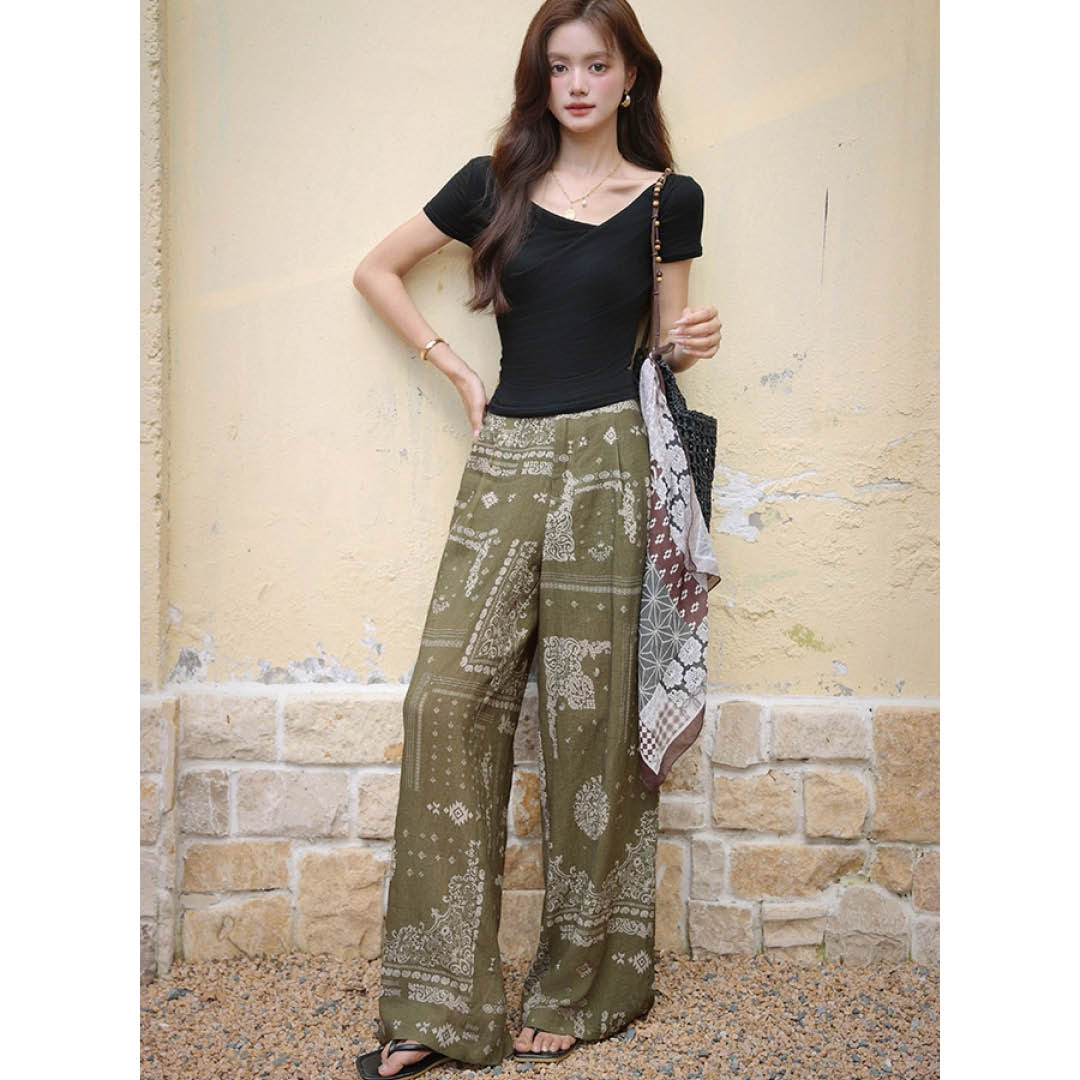 Draped French Neck Slim Top