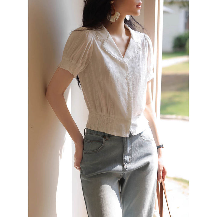 Pearl Button Slim Fit Blouse