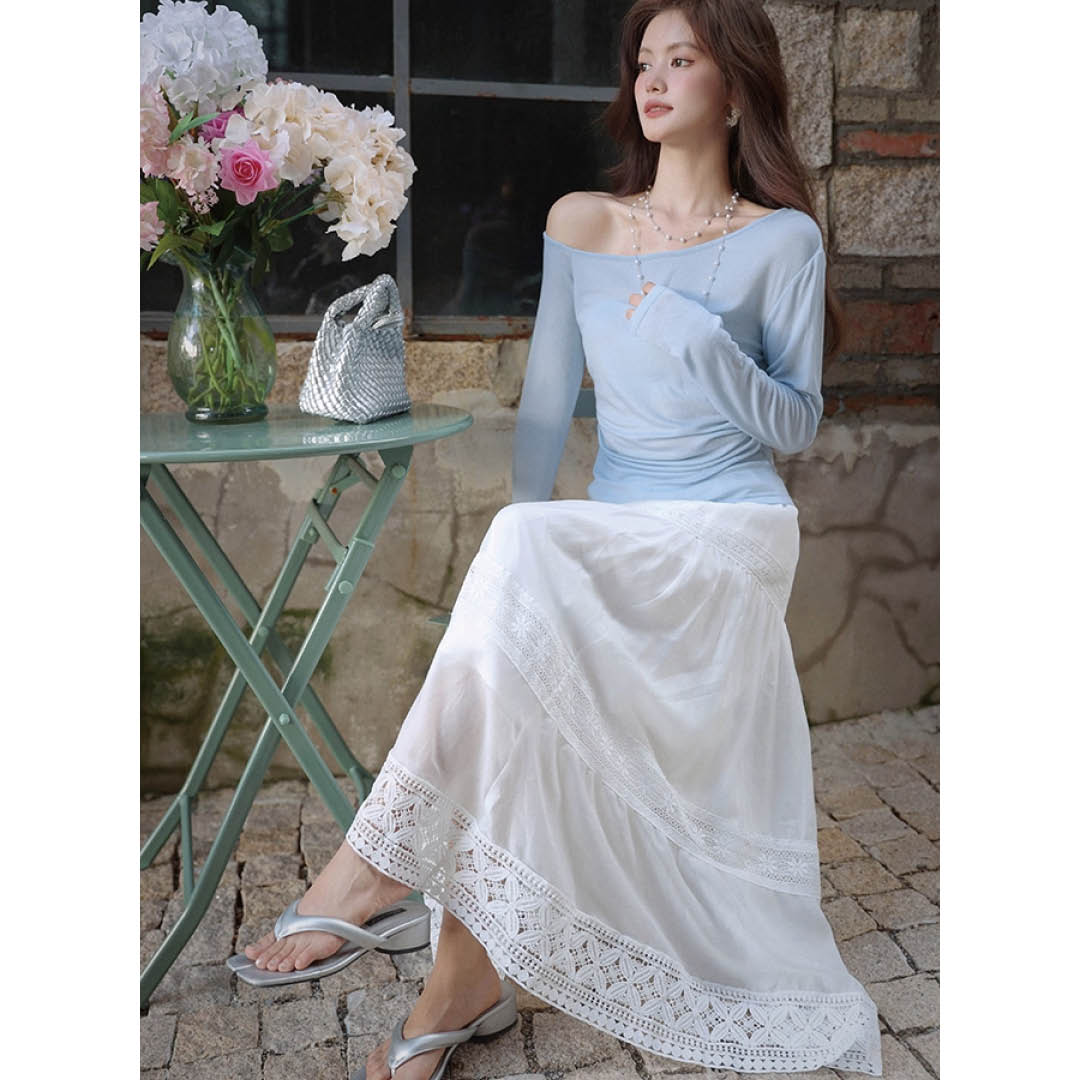 Lace Tiered Maxi Skirt