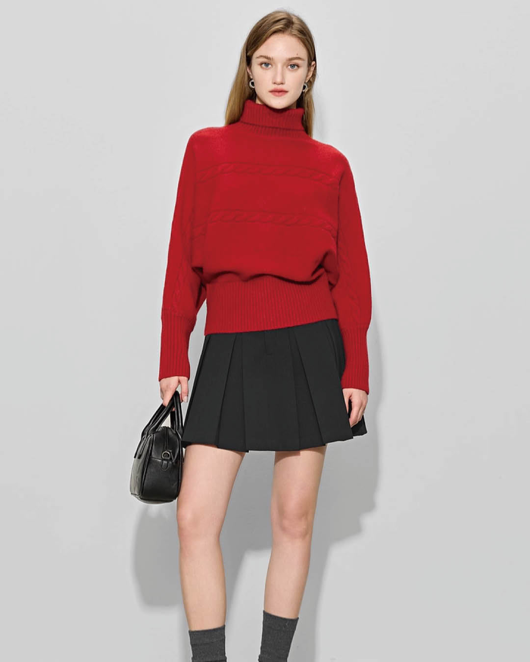 Cable Knit Reversible Turtleneck