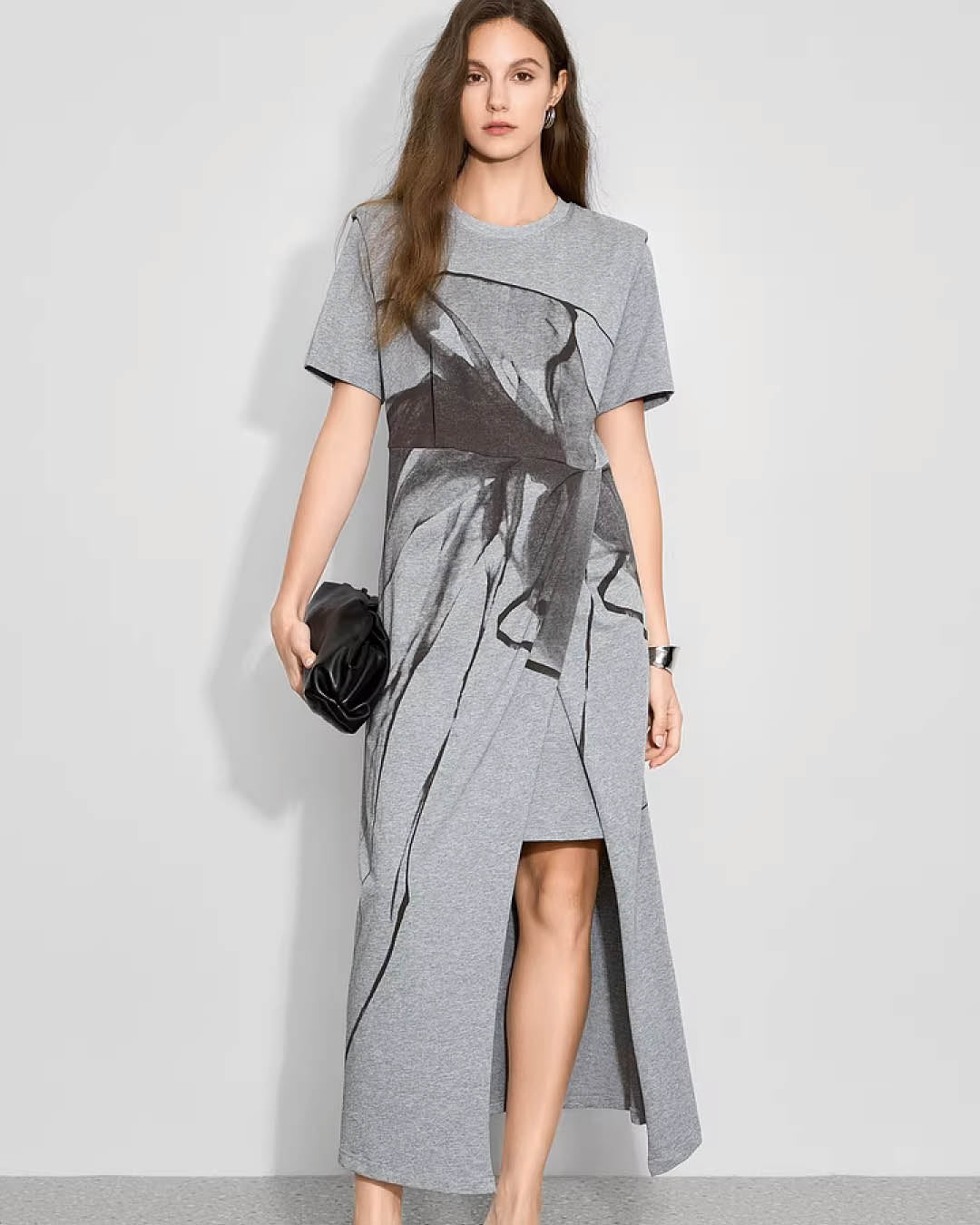 Graphic Slit Jersey Dress