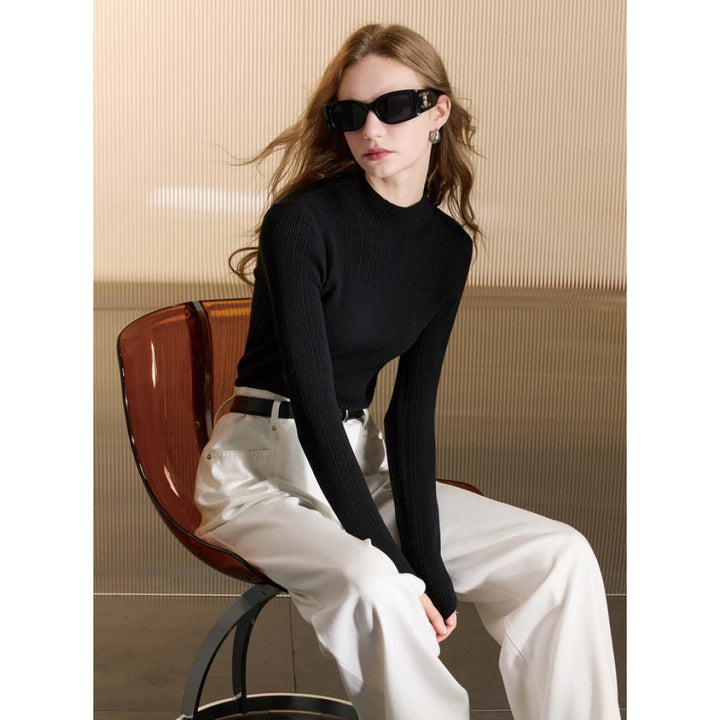 Slim Fit High Neck Ribbed Top