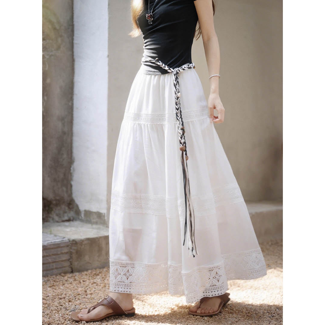 Lace Tiered Maxi Skirt