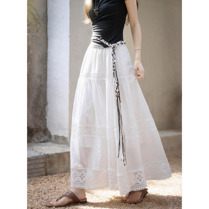 Lace Tiered Maxi Skirt
