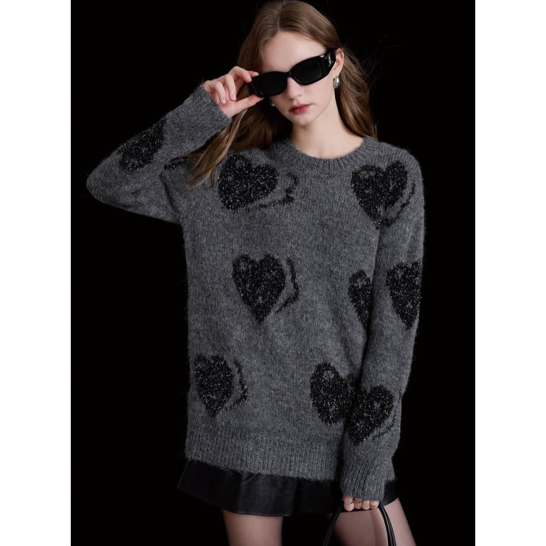 Shimmering Heart Jacquard Sweater