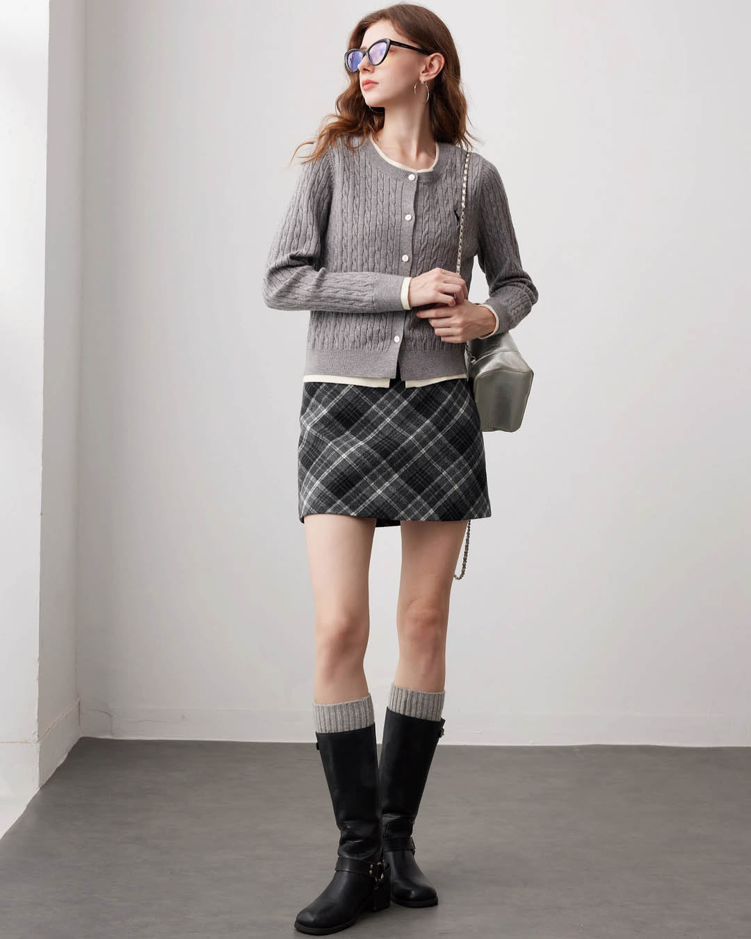 Classic Pleated Wool-Blend Skirt
