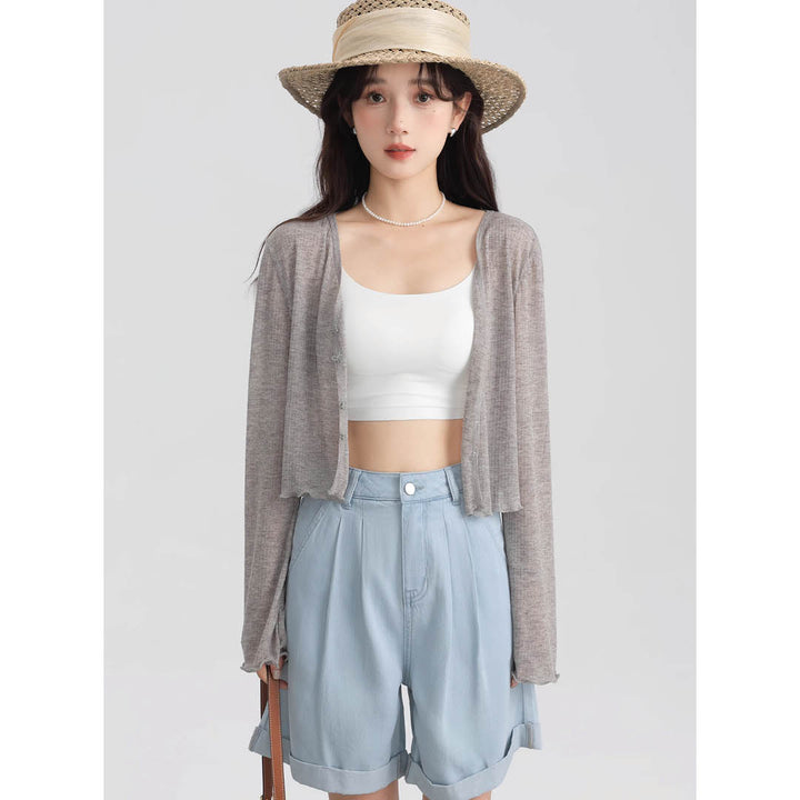 Light Knit Flare Sleeve Cardigan