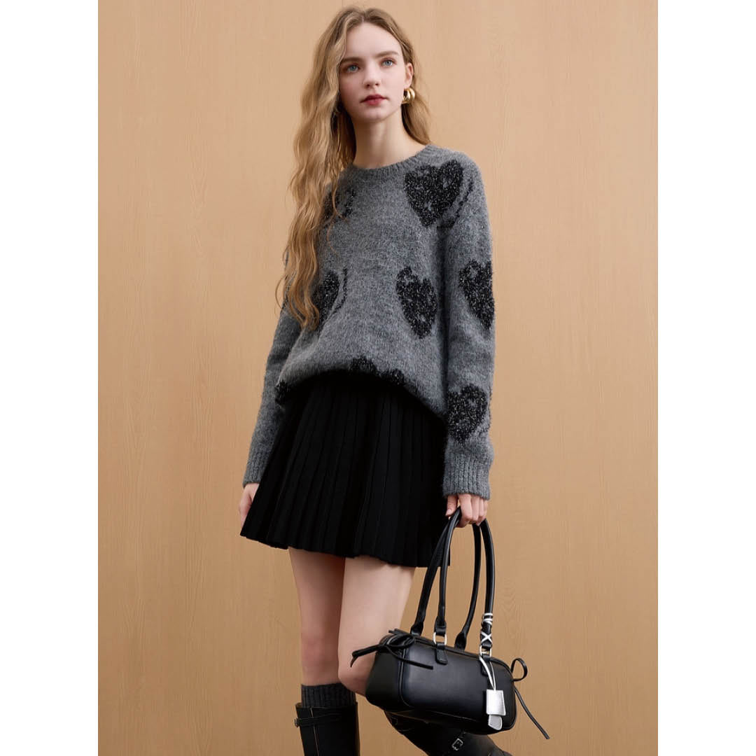 Pleated Knit Mini Skirt