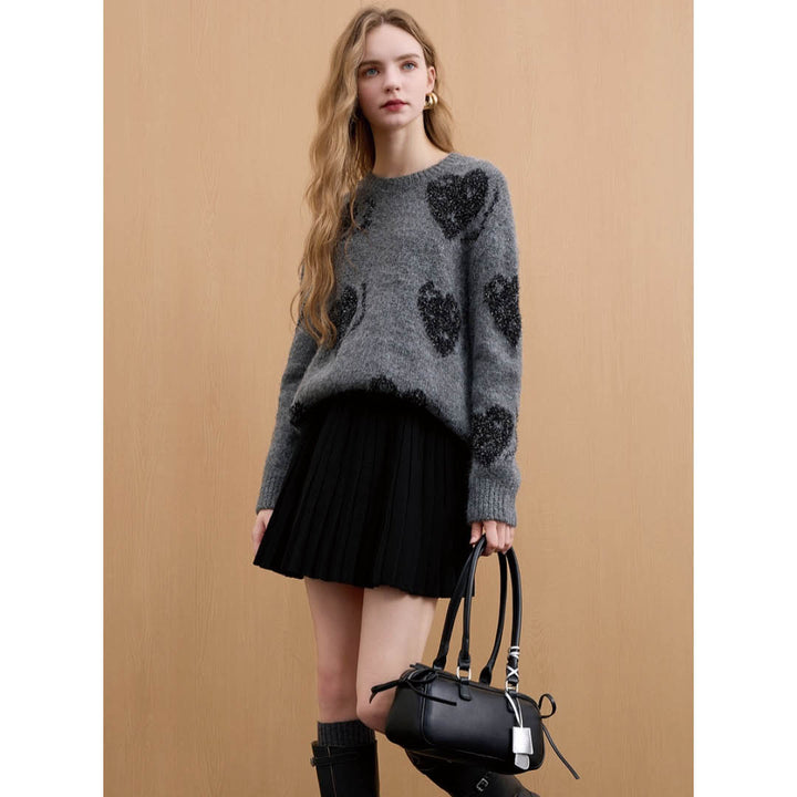 Pleated Knit Mini Skirt