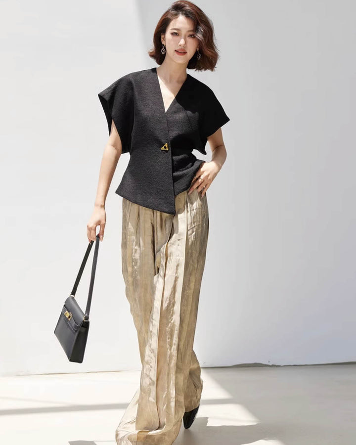 Sleek Structured Wrap Front Vest