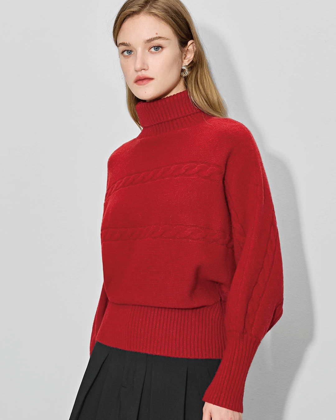 Cable Knit Reversible Turtleneck