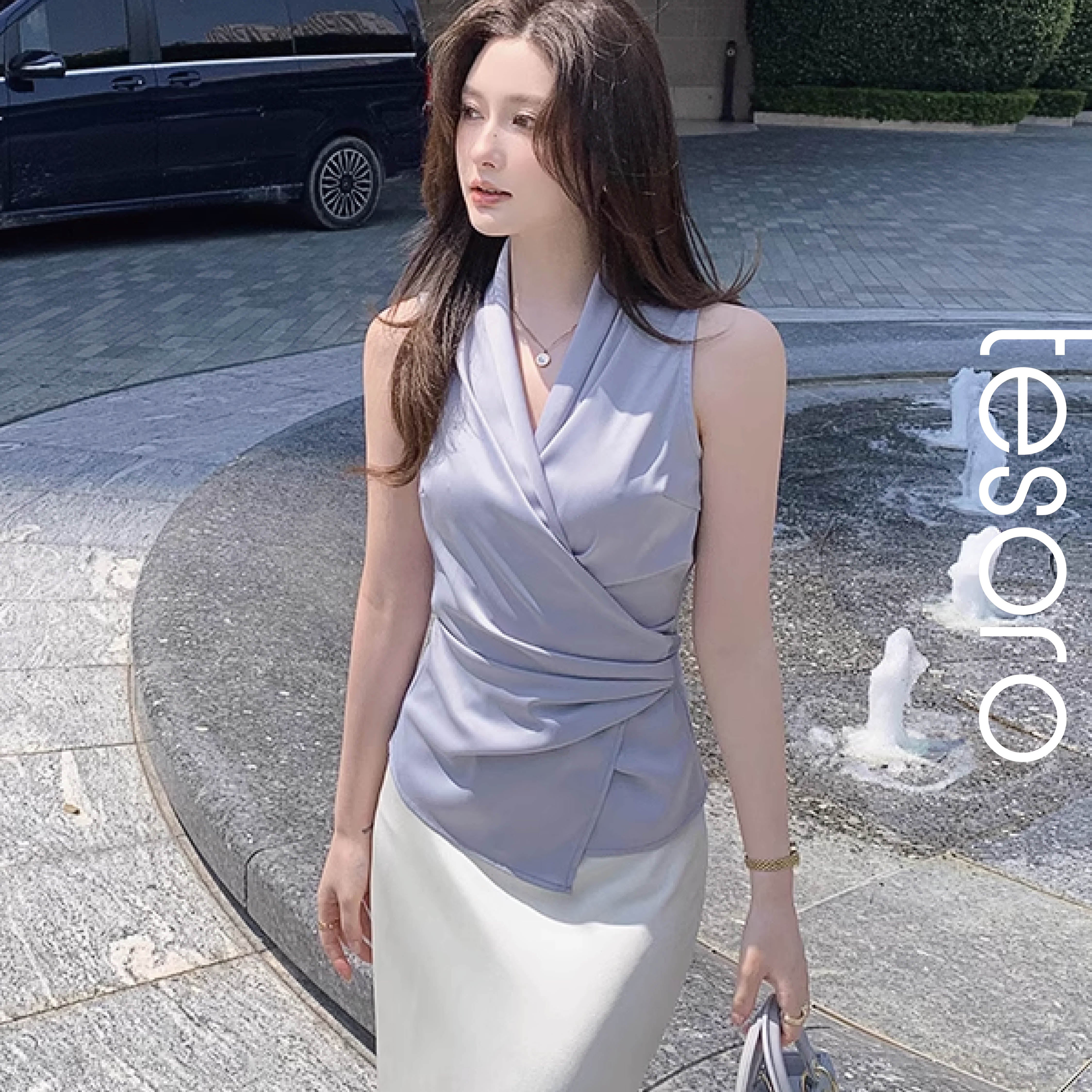 Satin Drape Detail Blouse – tesoro