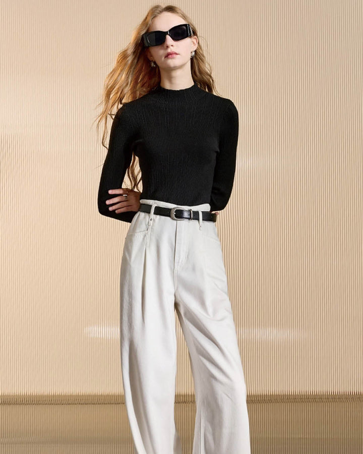 Slim Fit High Neck Ribbed Top