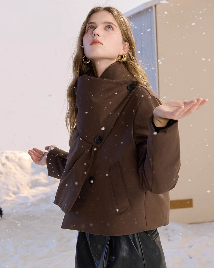 Detachable Scarf Short Coat