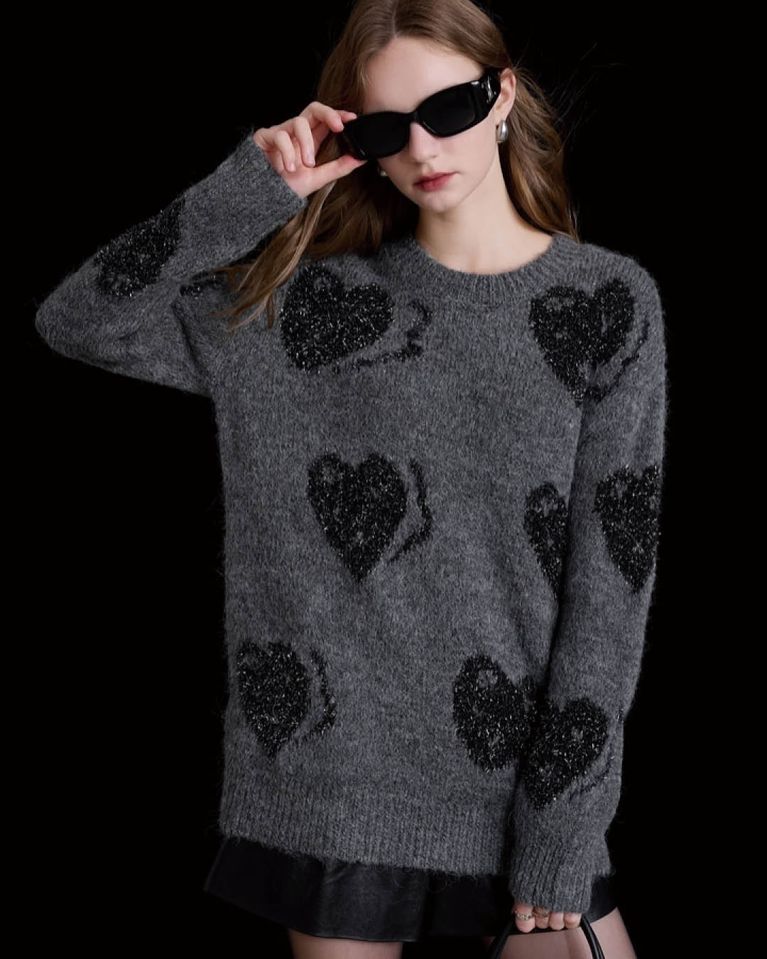 Shimmering Heart Jacquard Sweater