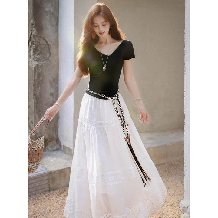 Draped French Neck Slim Top