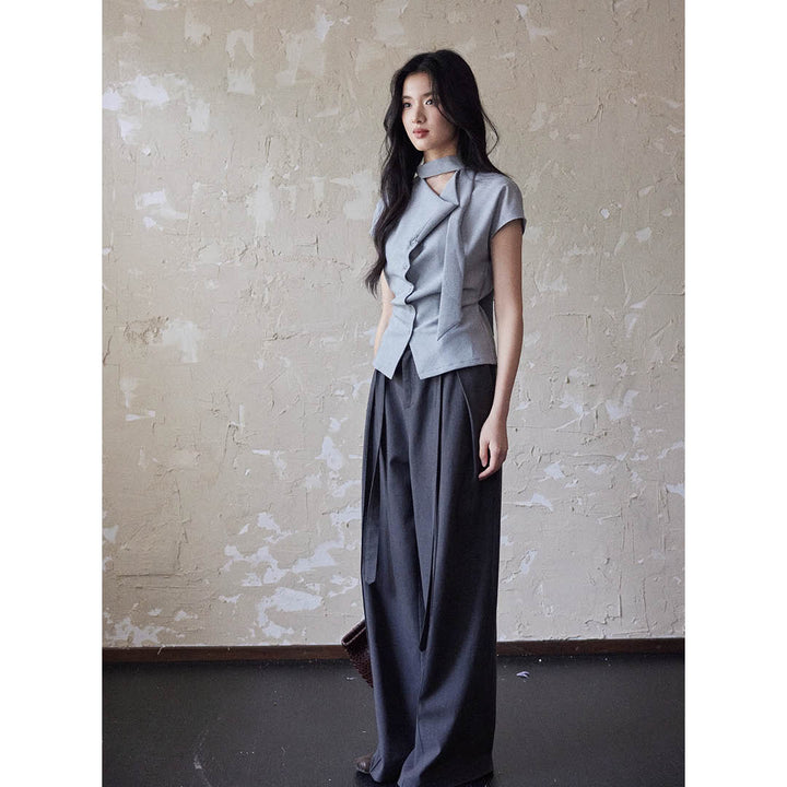 Asymmetric Neck Detail Blouse