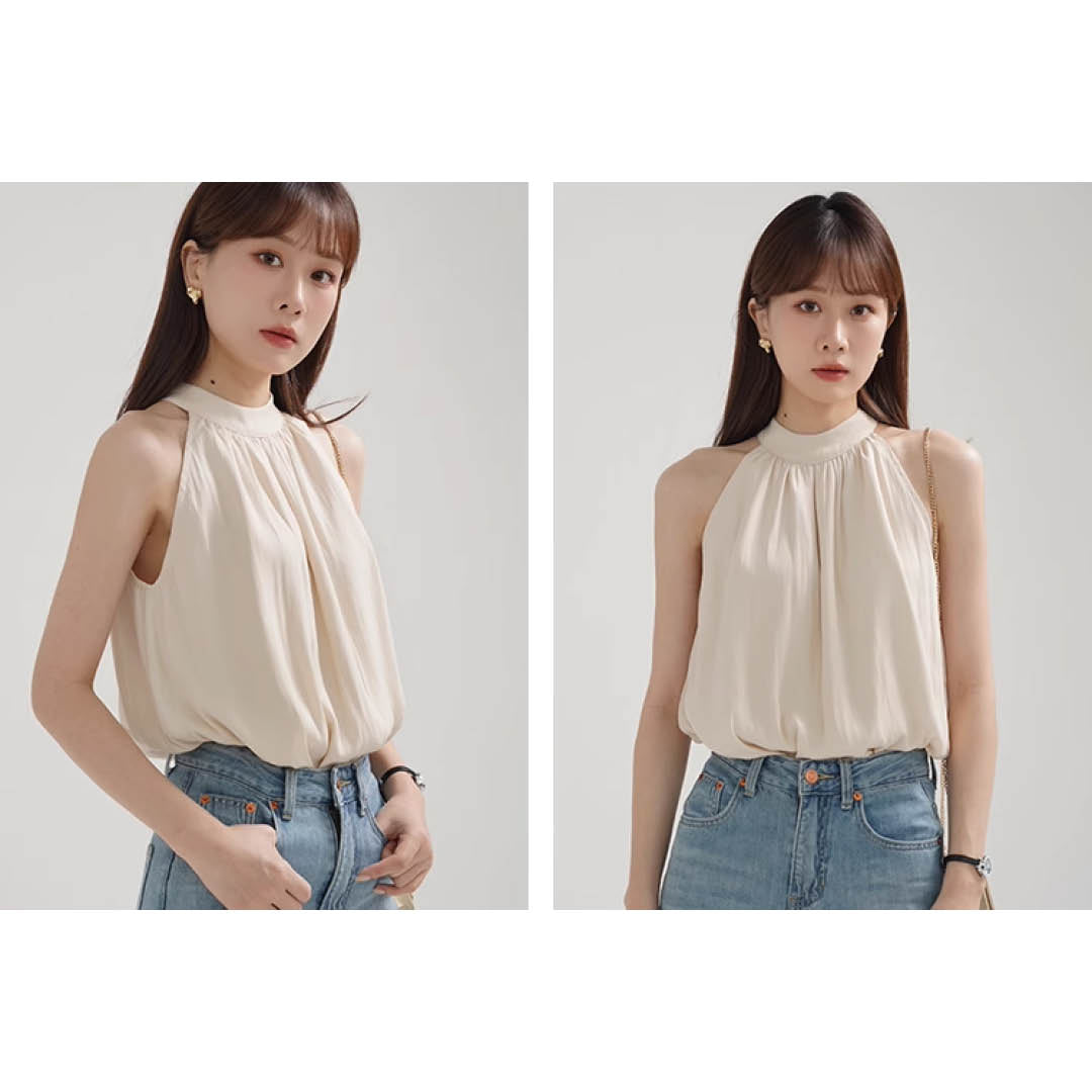 Airy Drape Neck Sleeveless Top