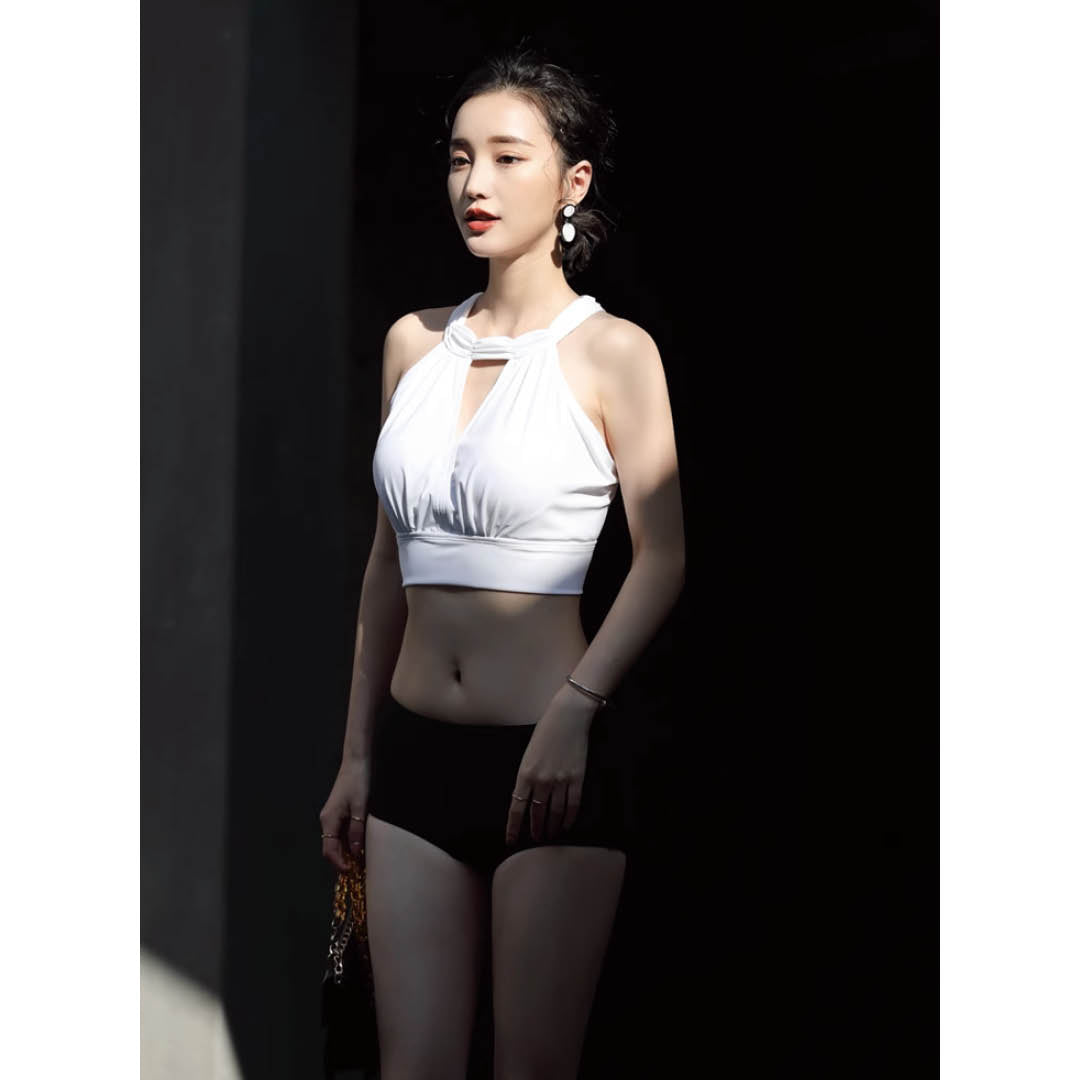 Lace-Back Halter Swim Set