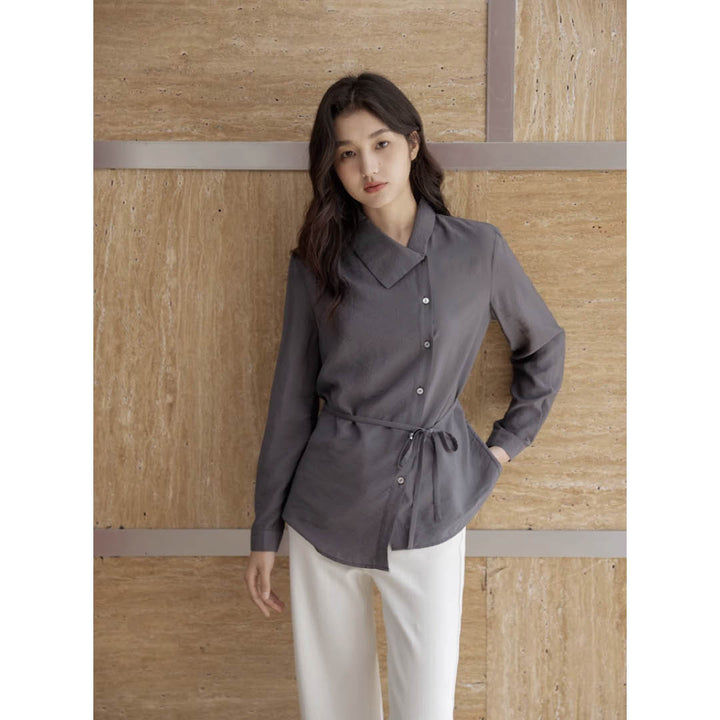 Asymmetric Collar Relaxed Shirt