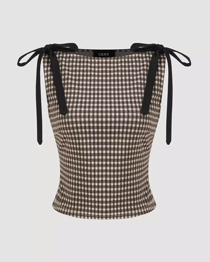 Ribbon Shoulder Check Top