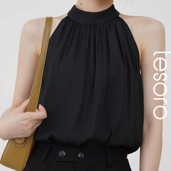 Airy Drape Neck Sleeveless Top