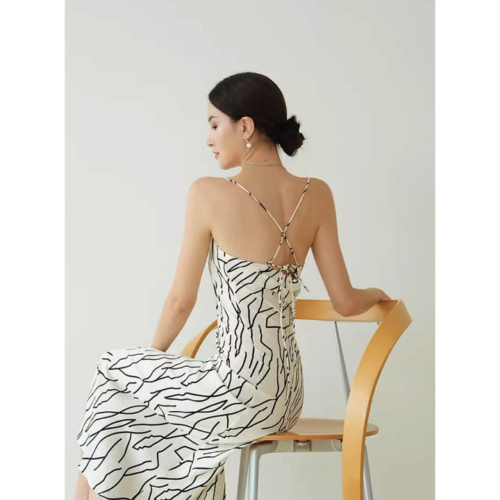 Abstract Line Slip Dress