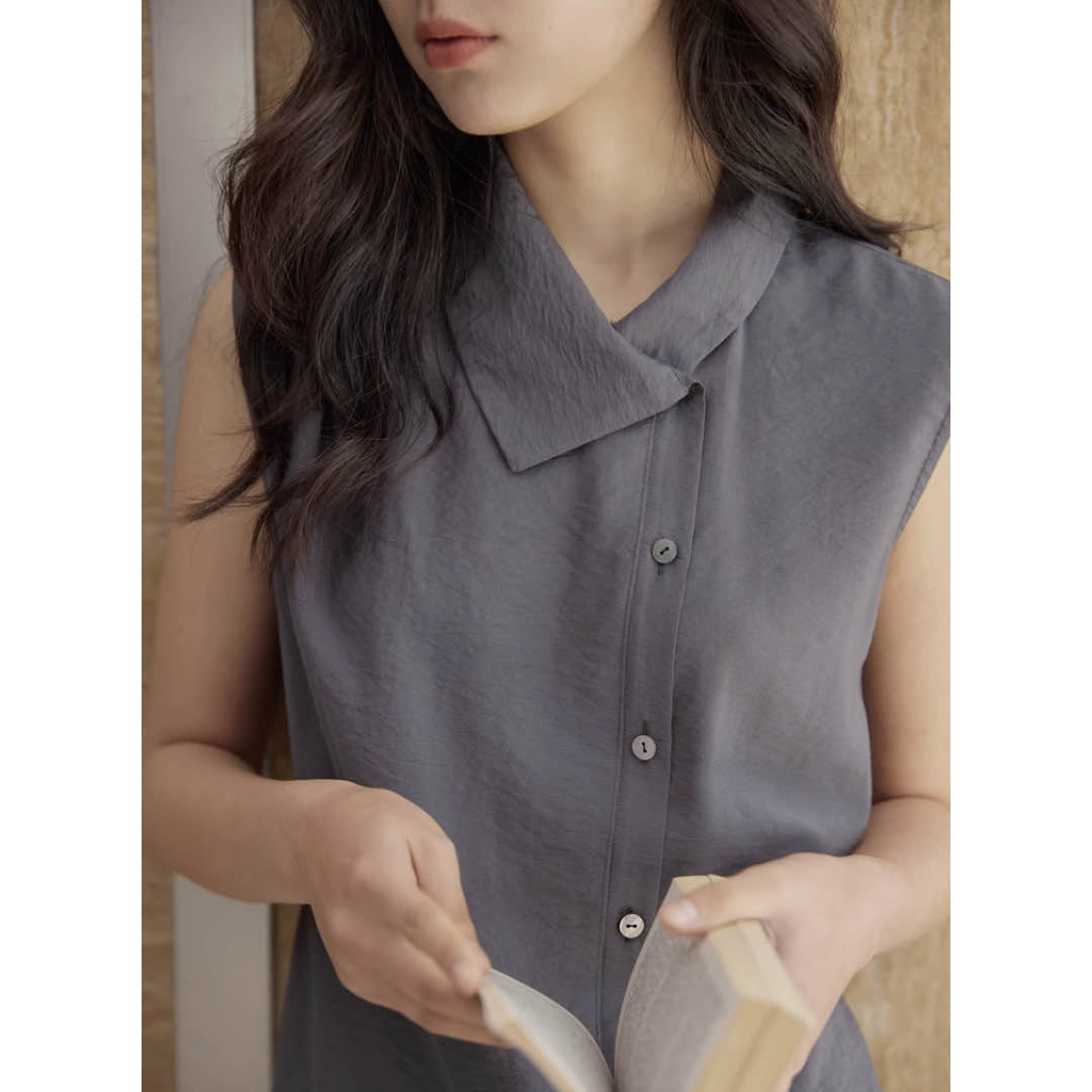 Asymmetric Collar Relaxed Shirt