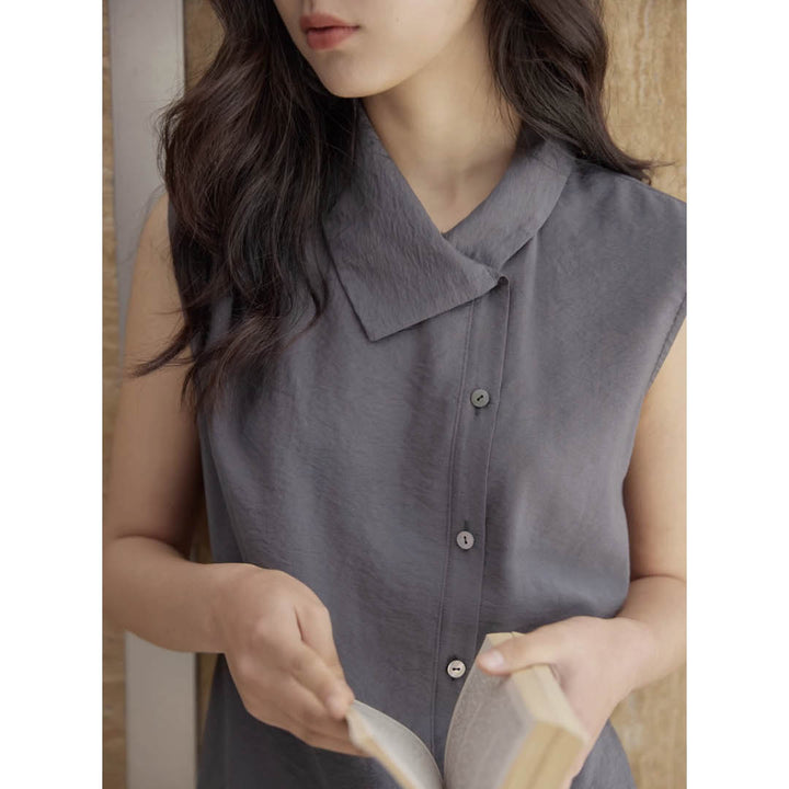 Asymmetric Collar Relaxed Shirt