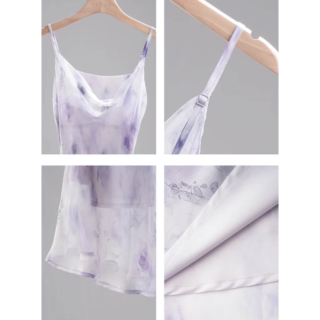 Floral Satin Drape Dress