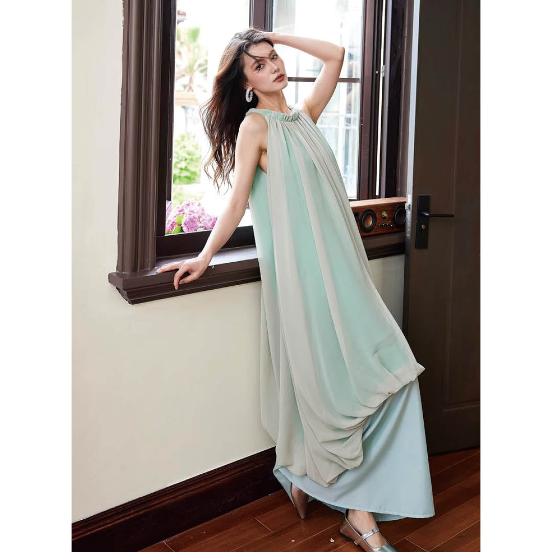 Luxe Flow Halter Maxi Dress