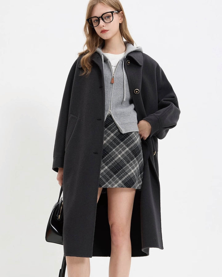 Classic Pleated Wool-Blend Skirt