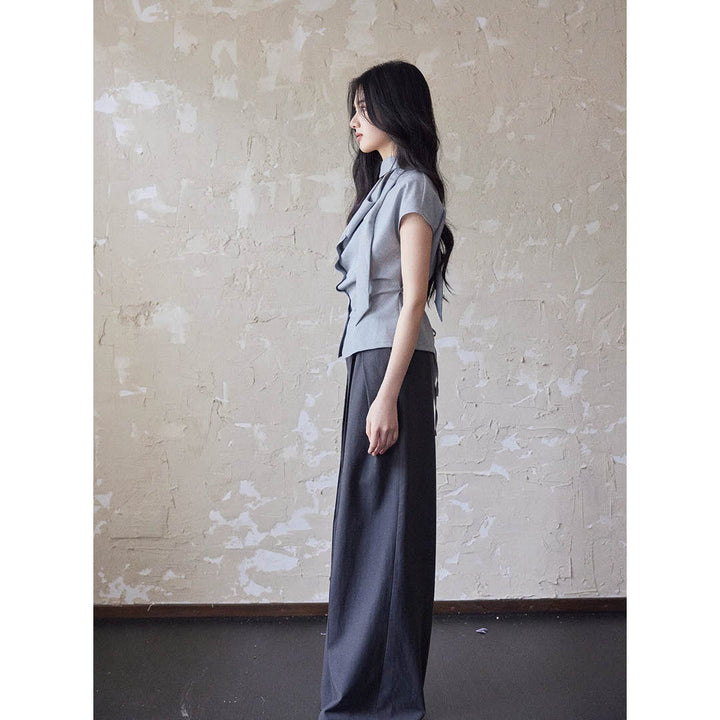 Asymmetric Neck Detail Blouse