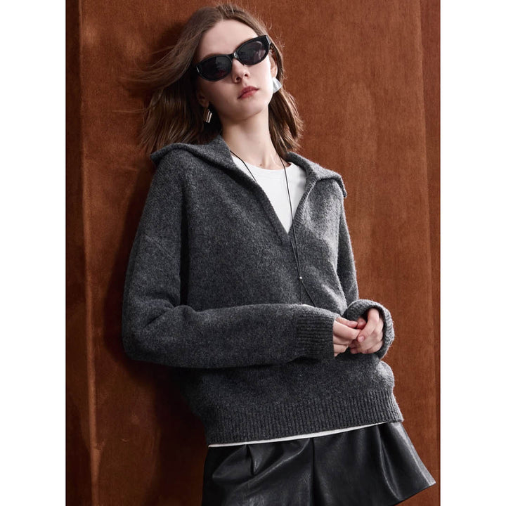Wide Collar Wool Touch Pullover