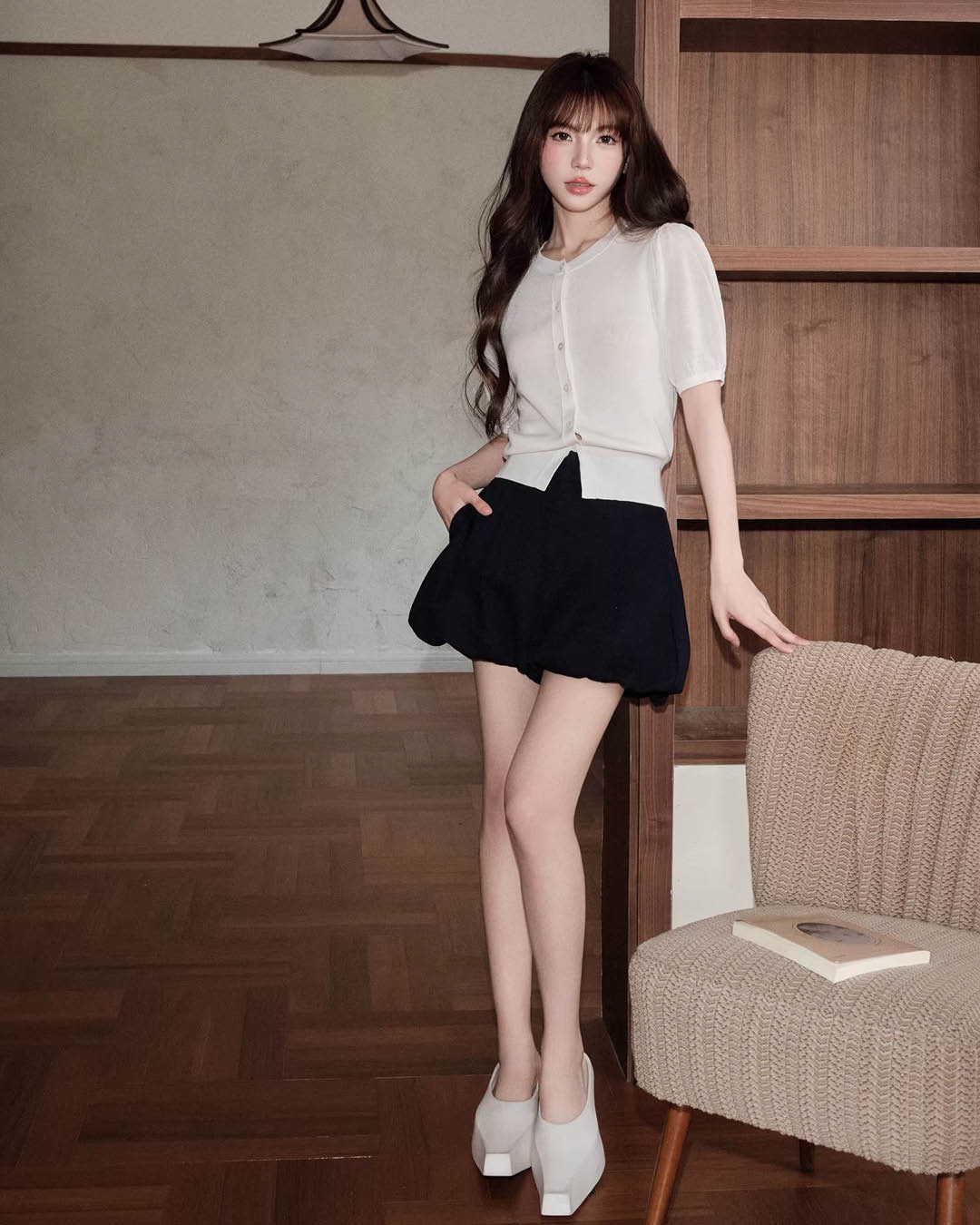 Structured Puff Mini Skort