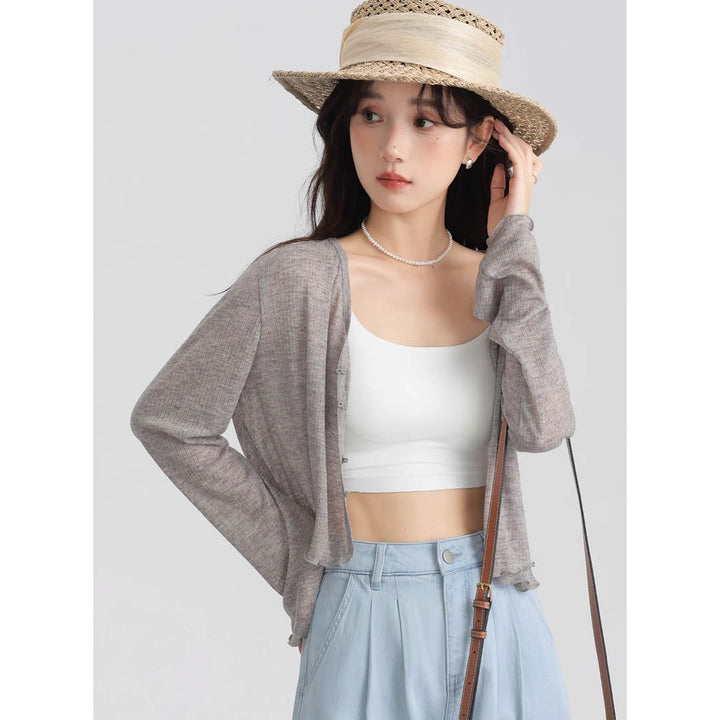 Light Knit Flare Sleeve Cardigan