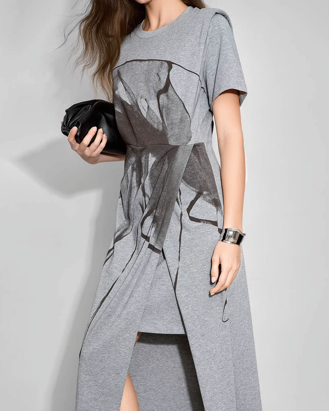 Graphic Slit Jersey Dress