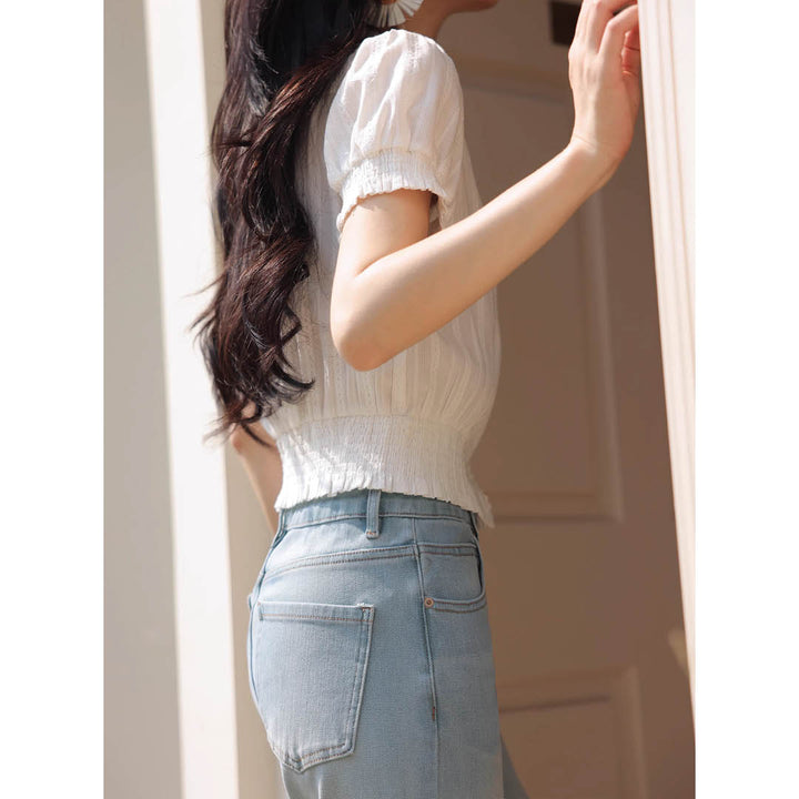 Pearl Button Slim Fit Blouse