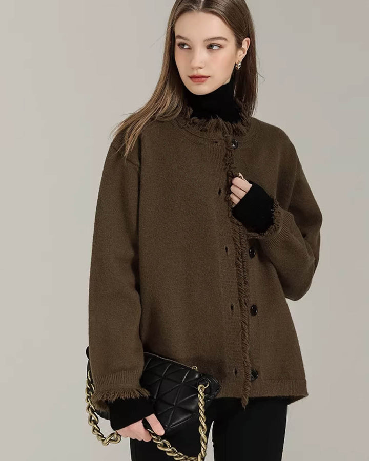 Frayed Edge Wool Touch Jacket