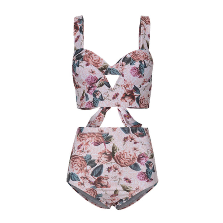 Vintage Floral High-Waist Bikini Set