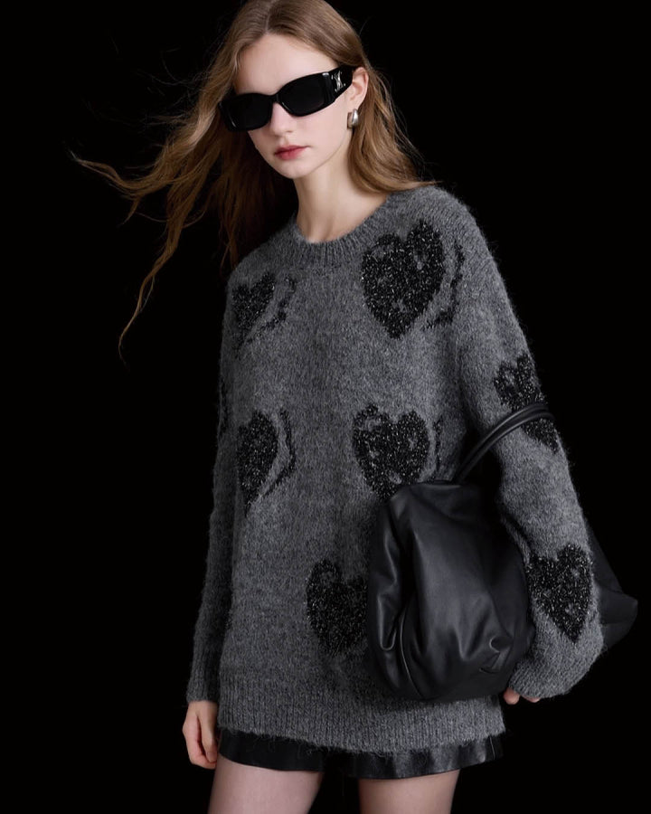 Shimmering Heart Jacquard Sweater