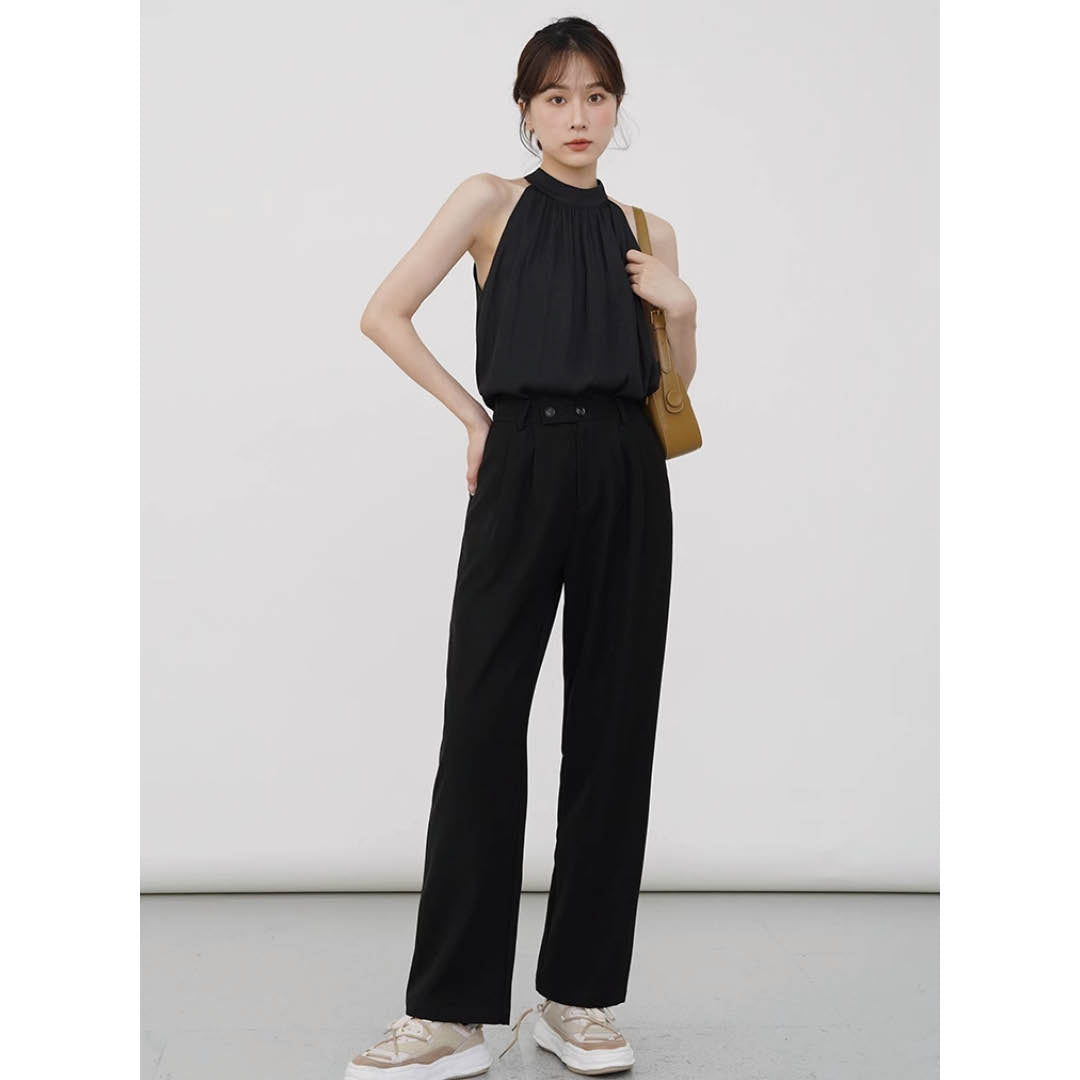 Airy Drape Neck Sleeveless Top
