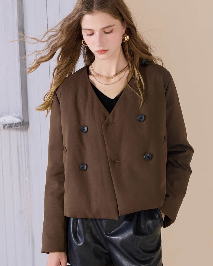 Detachable Scarf Short Coat