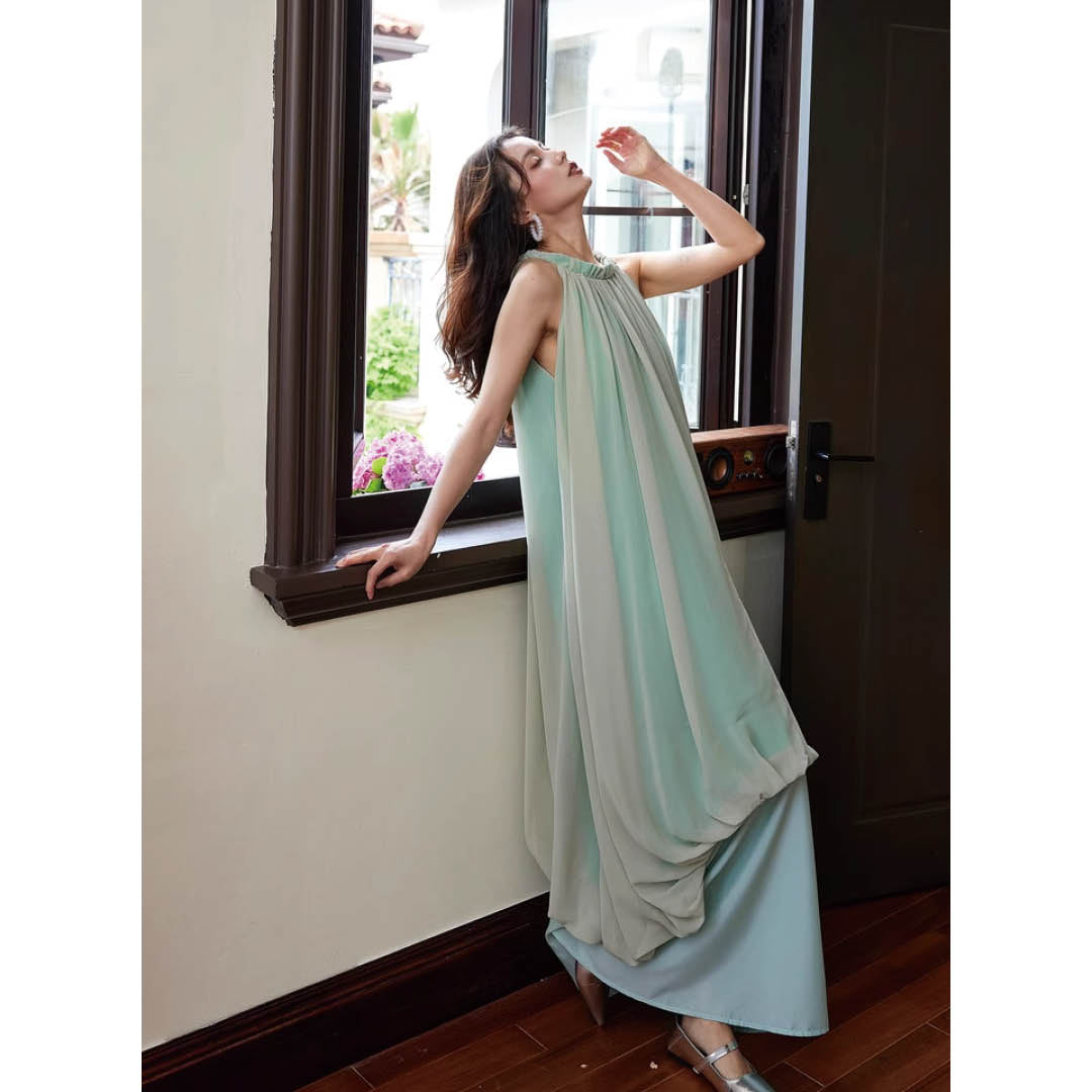 Luxe Flow Halter Maxi Dress
