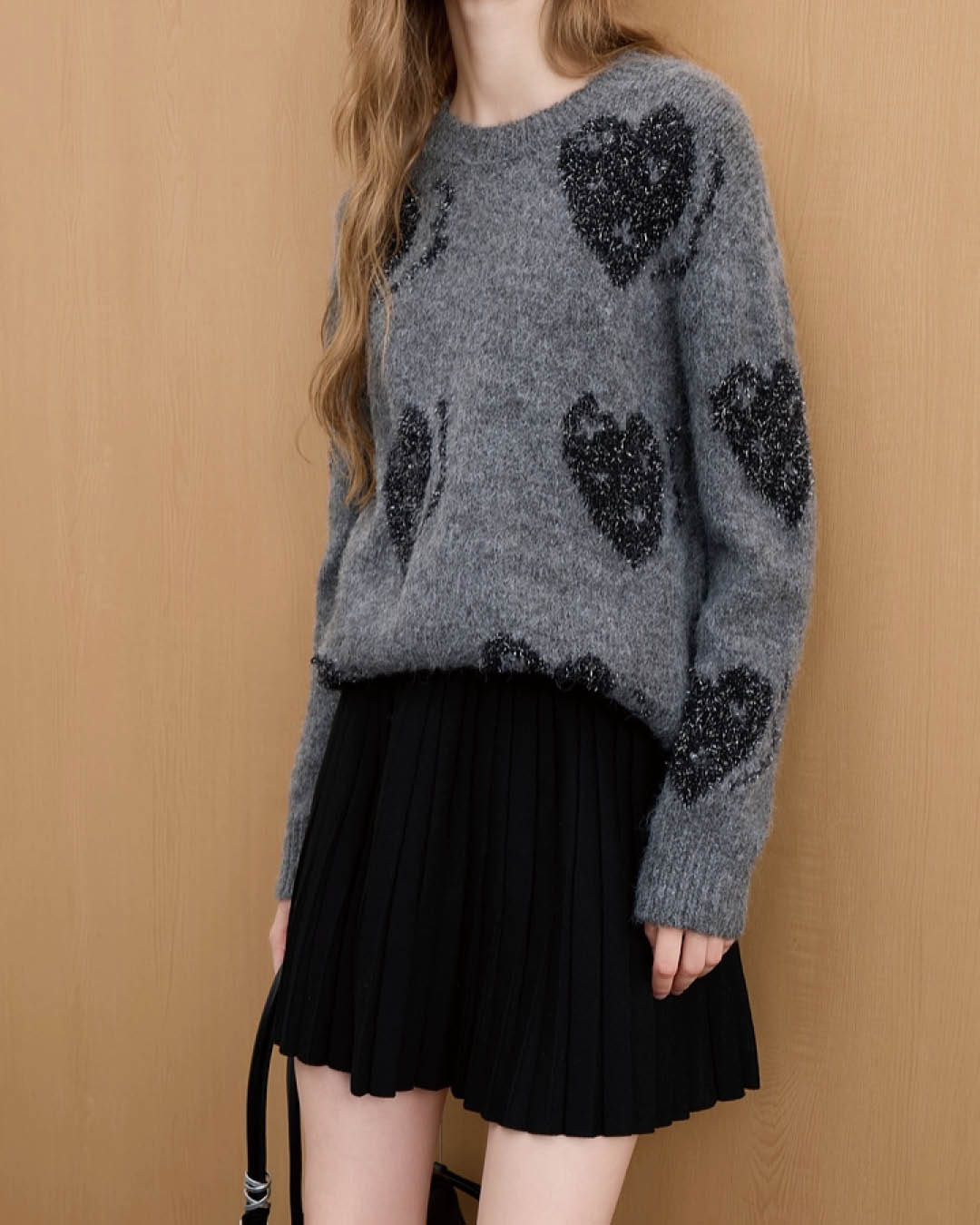 Pleated Knit Mini Skirt