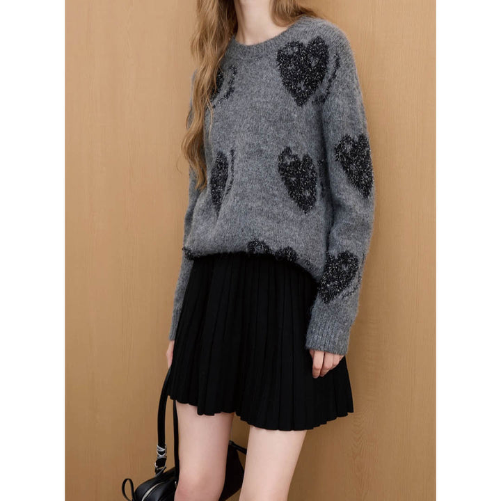 Pleated Knit Mini Skirt