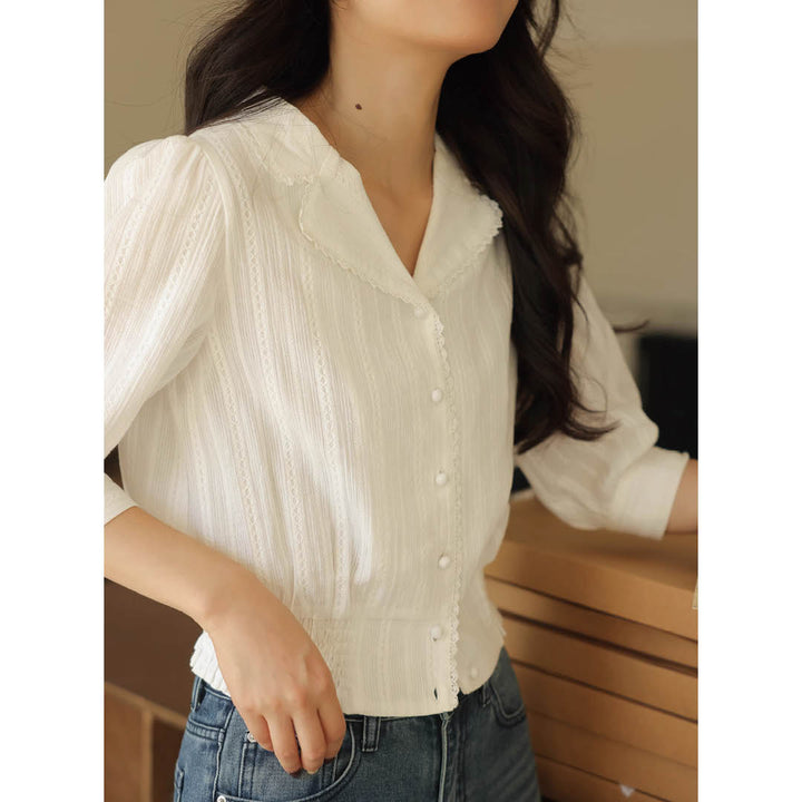 Pearl Button Slim Fit Blouse