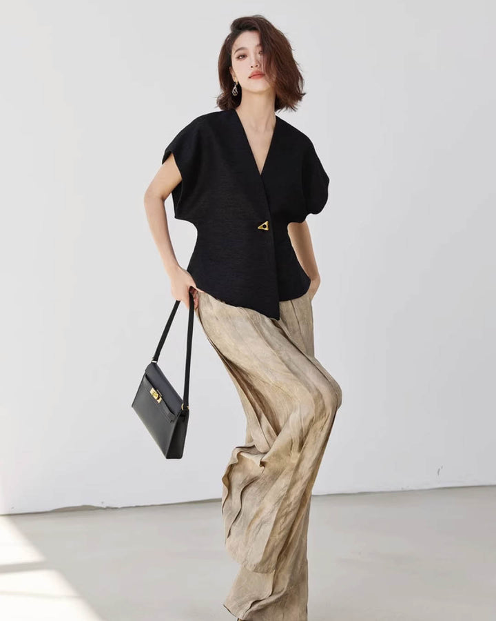 Sleek Structured Wrap Front Vest