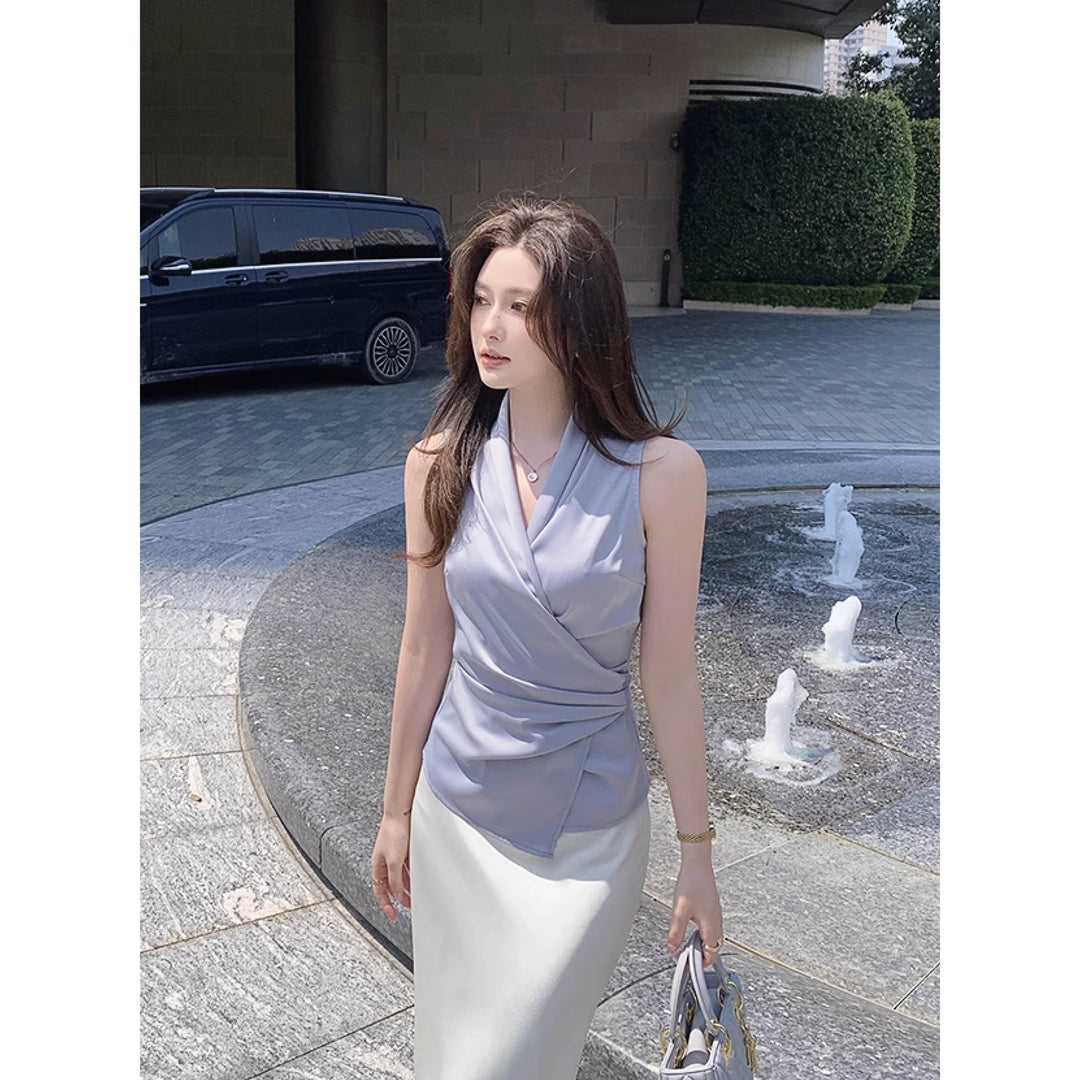 Satin Drape Detail Blouse