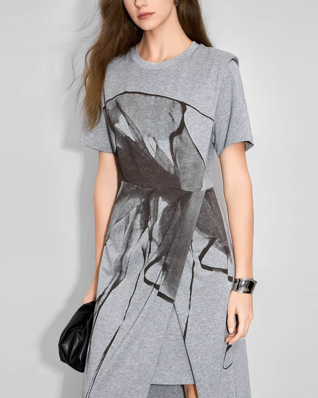 Graphic Slit Jersey Dress